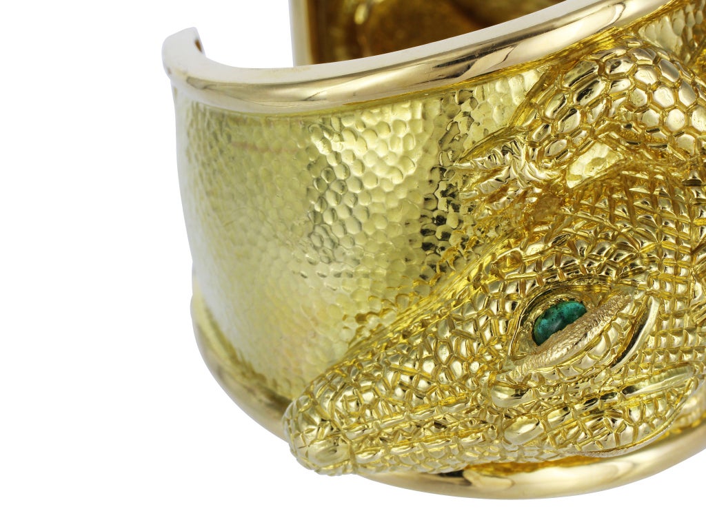 DAVID WEBB Gold Alligator Cuff