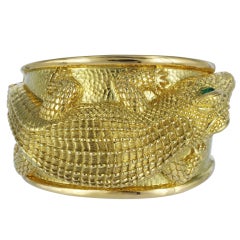 DAVID WEBB Gold Alligator Cuff