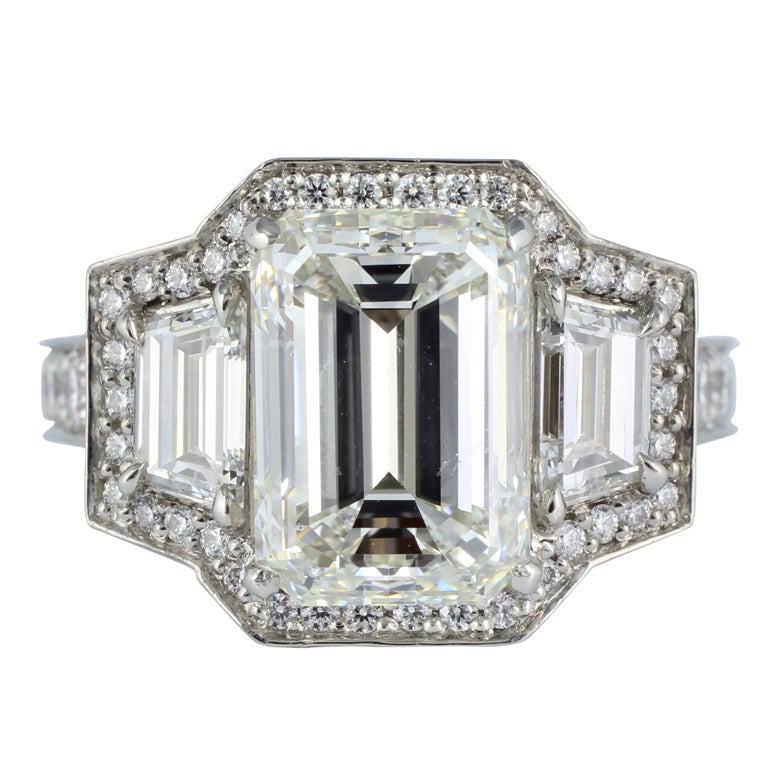 3.39ct Emerald Cut Diamond Ring at 1stdibs