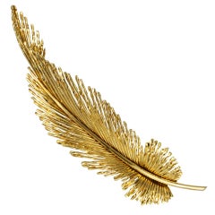 Gold Feather Brooch