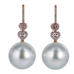 South Sea Pearl Pink Diamond Drops