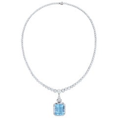 Aquamarine & Diamond Necklace