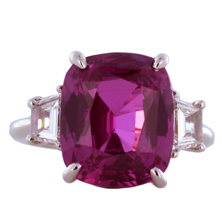 GRS Certified 9.69 Carat Pink Sapphire and Diamond Ring For Sale