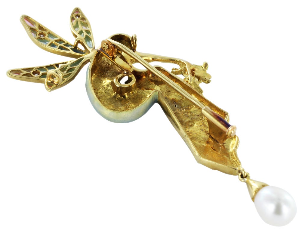 Plique-a-Jour Enamel Fairy Pendant/Pin In Excellent Condition In Chestnut Hill, MA