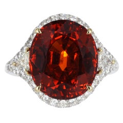 Spessartite Garnet And Diamond Ring