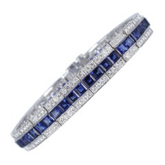 Sapphire And Diamond Line Bracelet