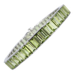 Emerald Cut Peridot Line Bracelet