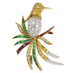 Ambrosi Gem Set Bird Brooch