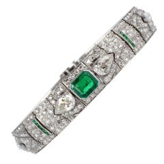 Art Deco Diamond And Emerald Bracelet