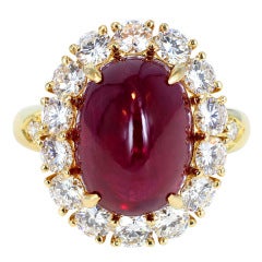 Vintage Van Cleef & Arpels Cabochon Ruby & Diamond Ring