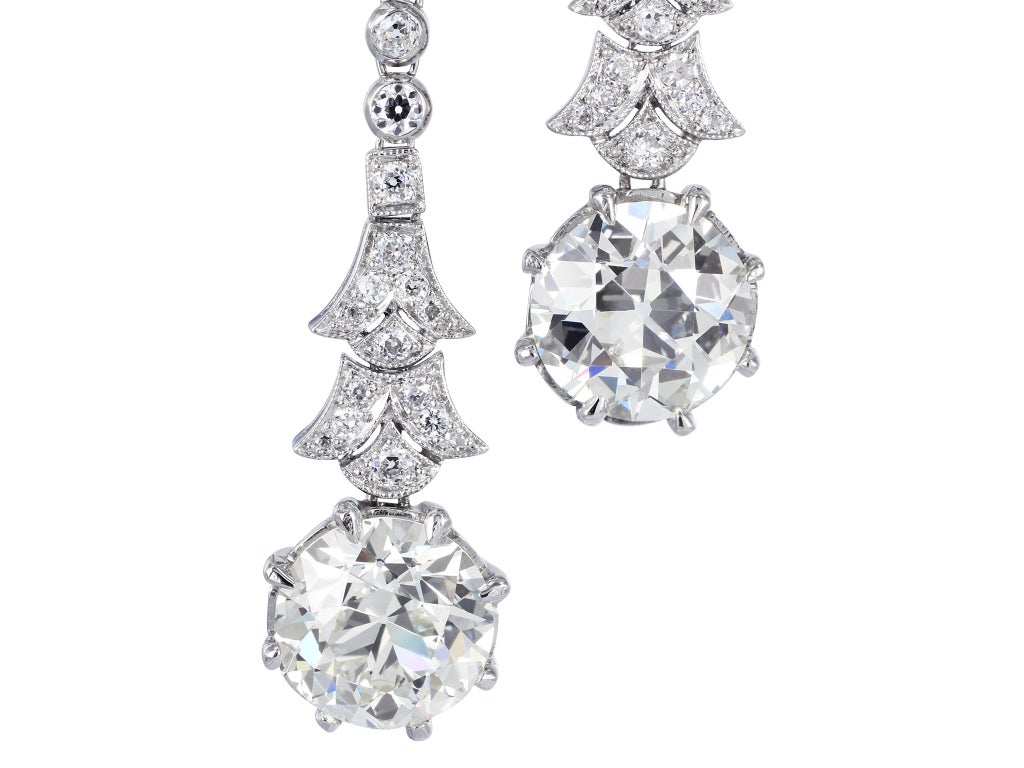 Old European Diamond Drop Earrings