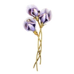 Art Nouveau Enamel Floral Pin