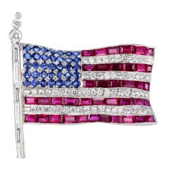 Gemset American Flag Pin