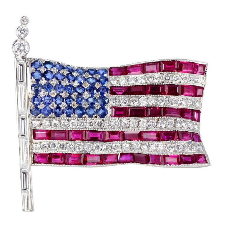 Gemset American Flag Pin