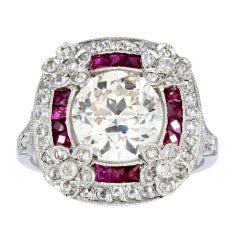 Art Deco 2.24ct Diamond and Ruby Ring