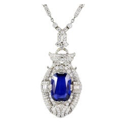 Antique Edwardian Burma Sapphire, Diamond and Pearl Necklace
