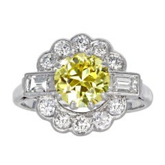 Vintage European Cut Yellow Diamond Ring