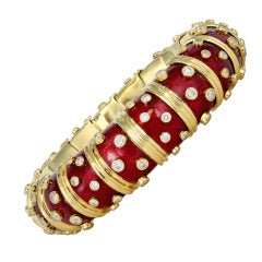 Tiffany & Co. Schlumberger Red Enamel Diamond Gold Bracelet 2