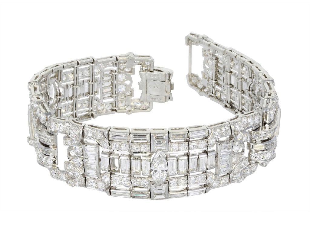 Cartier Art Deco Diamond Bracelet In Excellent Condition In Chestnut Hill, MA