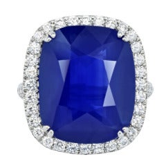 21.19ct Corn Flower Blue Sapphire and Diamond Ring