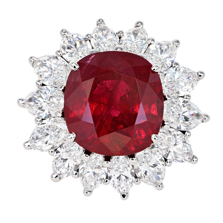 Ruby Diamond Cluster Ring at 1stdibs
