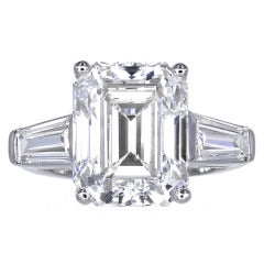 7.54 Carat Emerald Cut Diamond Three Stone Ring