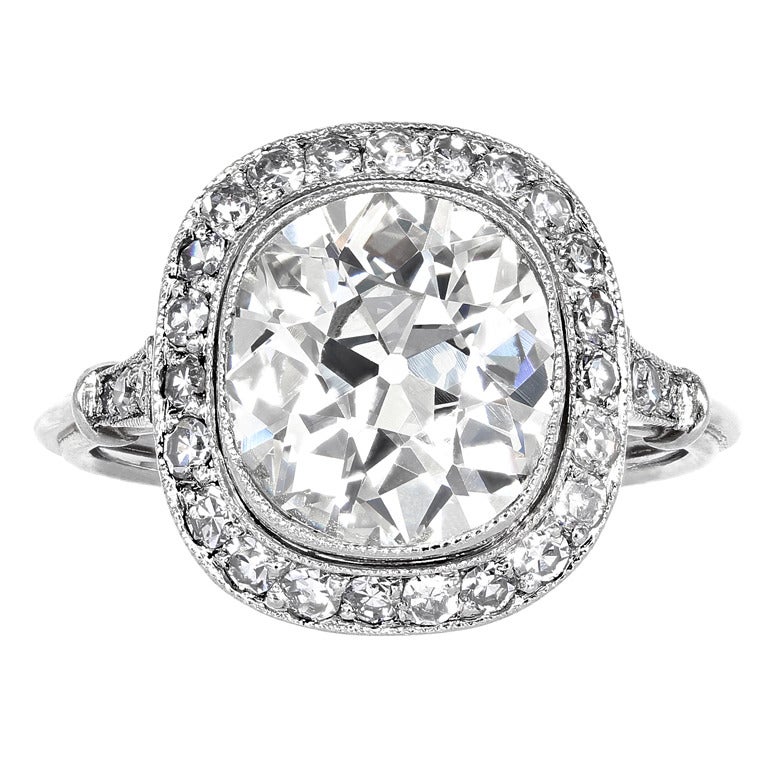 Antique Cushion Cut Diamond Engagement Ring at 1stDibs