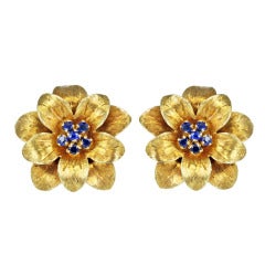 Tiffany & Co. Sapphire Gold Floral Earrings