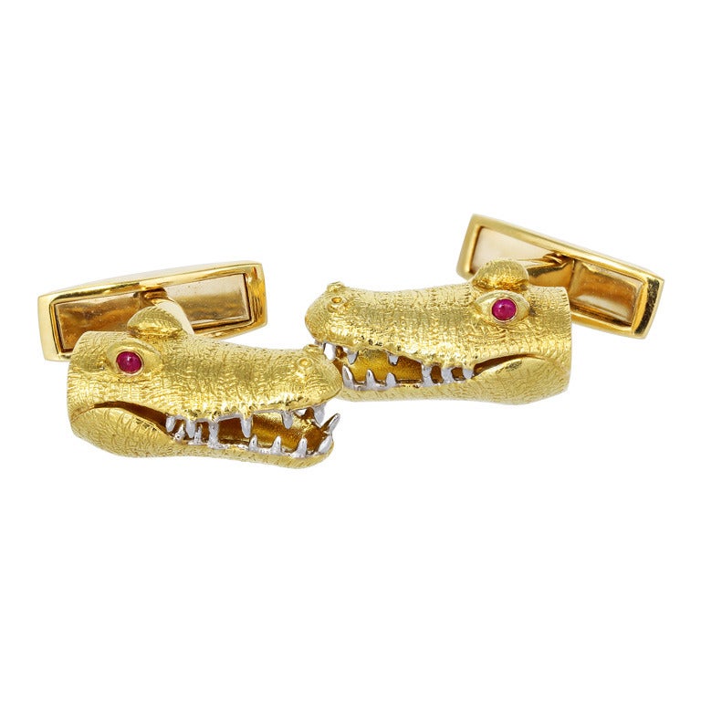 Ruby Gold Alligator Cufflinks