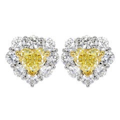 Natural Yellow Diamond Heart Earrings