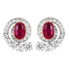 4.34 Carat No Heat Ruby Diamond Platinum Earrings 4