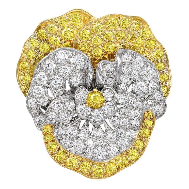 Oscar Heyman for Tiffany & Co. Diamond Pansy Pin For Sale