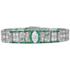 Art Deco Emerald Diamond Bracelet