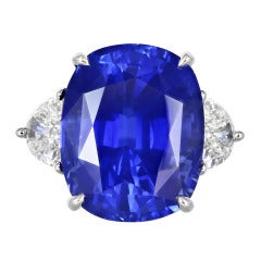 13.02 Carat Cushion Cut Sapphire Diamond Ring