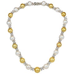 Multicolor South Sea Pearl Diamond Necklace