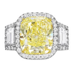8.20 Carat Natural Yellow Diamond Three Stone Ring