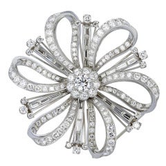 Vintage Diamond Starburst Design Pendant Brooch
