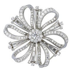 Diamond Starburst Design Pendant Brooch