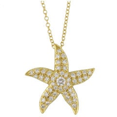 Diamond and Gold Starfish Pendant