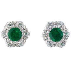 OSCAR HEYMAN Collection for SC&L, Diamond and Emerald Earrings at 1stDibs