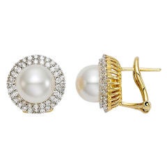 Diamond 
Pearl Cluster Earrings