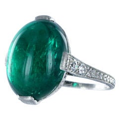 Fine Cabochon Colombian Emerald Ring Estate Collection