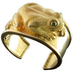 DAVID WEBB Gold Frog Bangle Cuff
