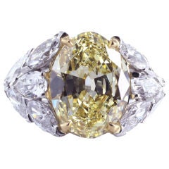 Magnificent Old European Cut Fancy Intense Yellow Diamond Ring
