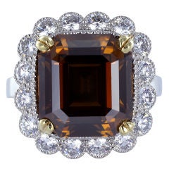 Unique Fancy Orangy Brown Diamond Ring