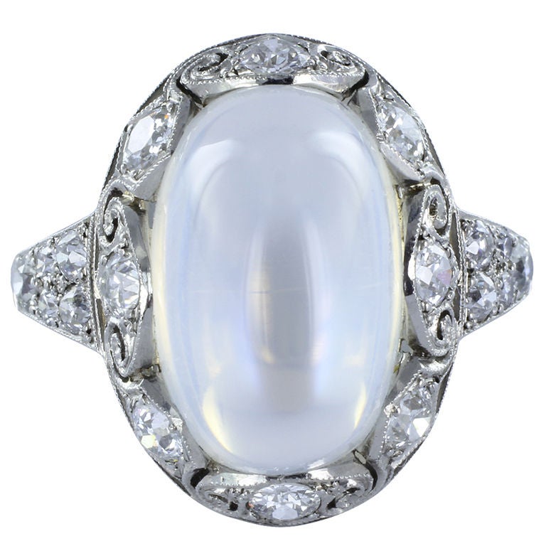 Alluring Moonstone and Diamond Ring at 1stdibs