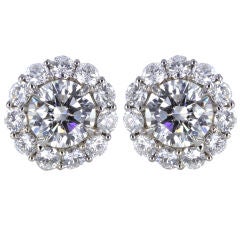 Brilliant 4.08ctw Round Diamond Cluster Earrings