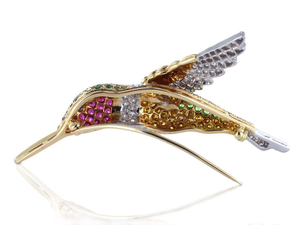 Women's Oscar Heyman Diamond Gem Hummingbird Pin