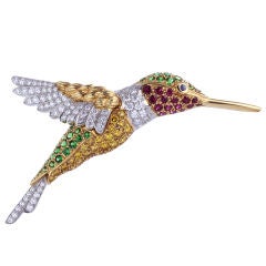 Oscar Heyman Diamond Gem Hummingbird Pin