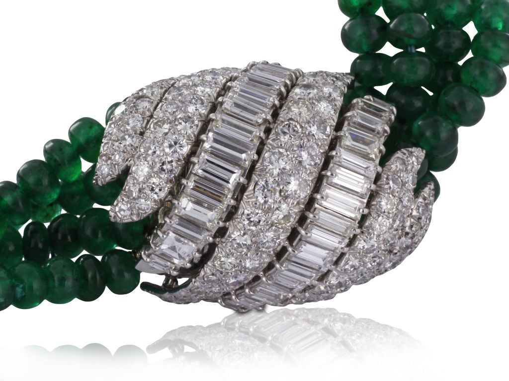 Women's Striking DAVID WEBB Emerald & Diamond Necklace